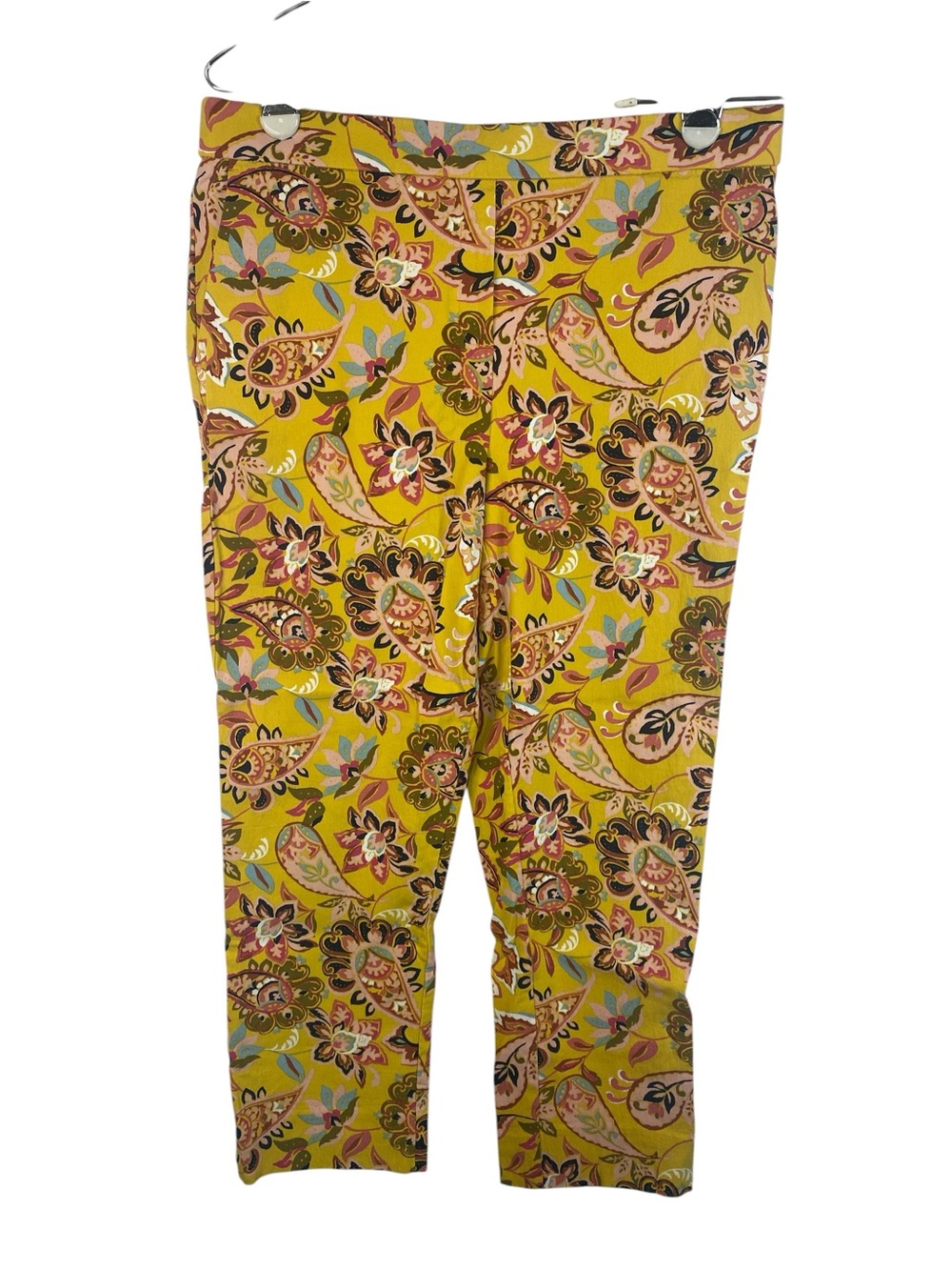 Jules & Leopold Mustard Yellow Paisley-Print Pull On Capris Pants Women’s Large